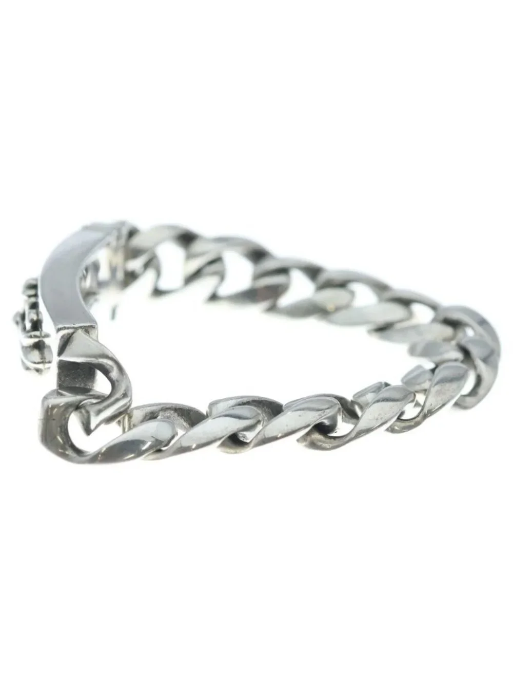 Chrome Hearts ID Floral Crs Cross ID Classic Link Bracelet Silver